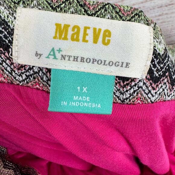 Anthropologie A+ Maeve Arely Knit Multi Color Chevron Maxi Skirt Womens 1X - Picture 7 of 11